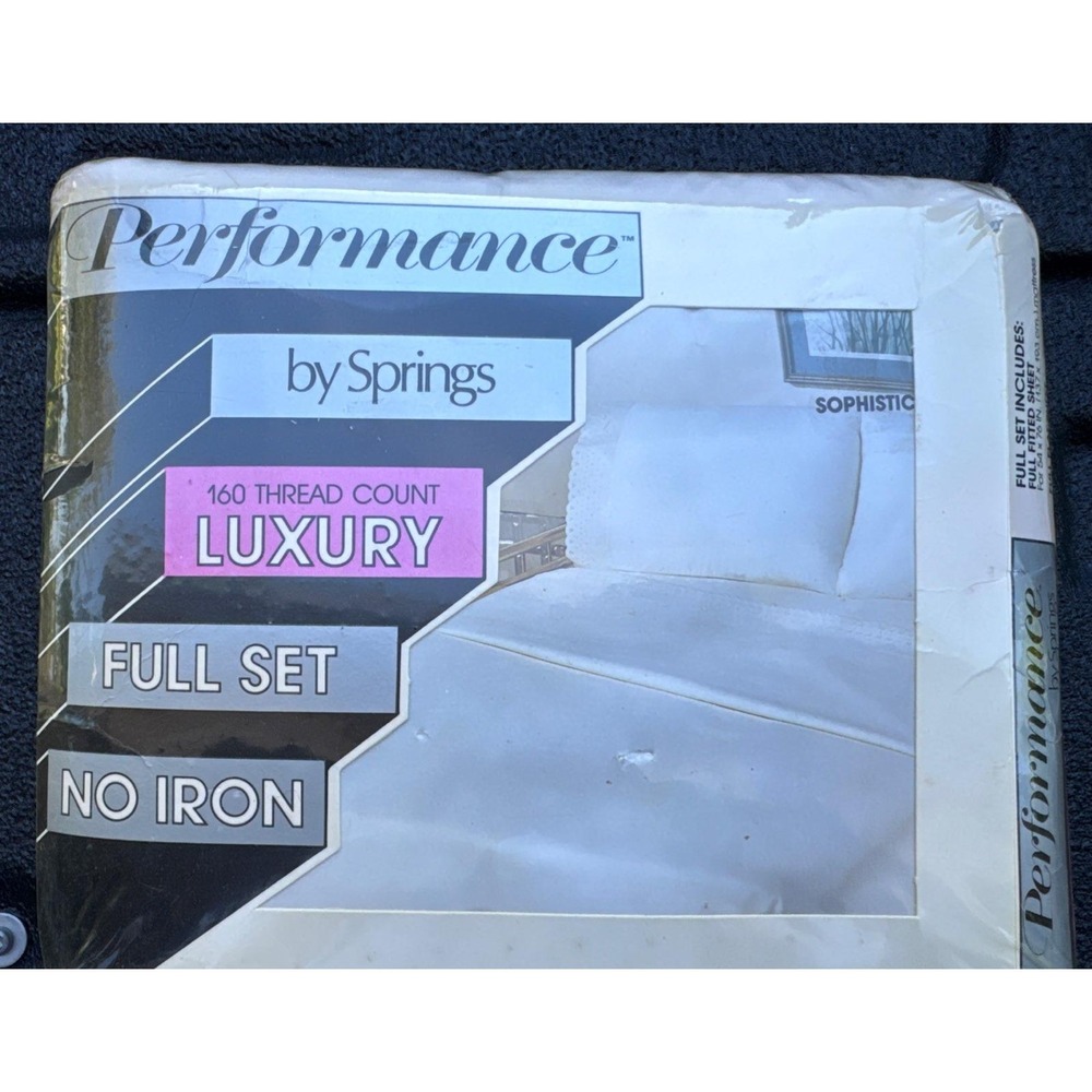 Vintage Performance by Springs Full Sheet Set NOS 160 TC No Iron Embroidered USA